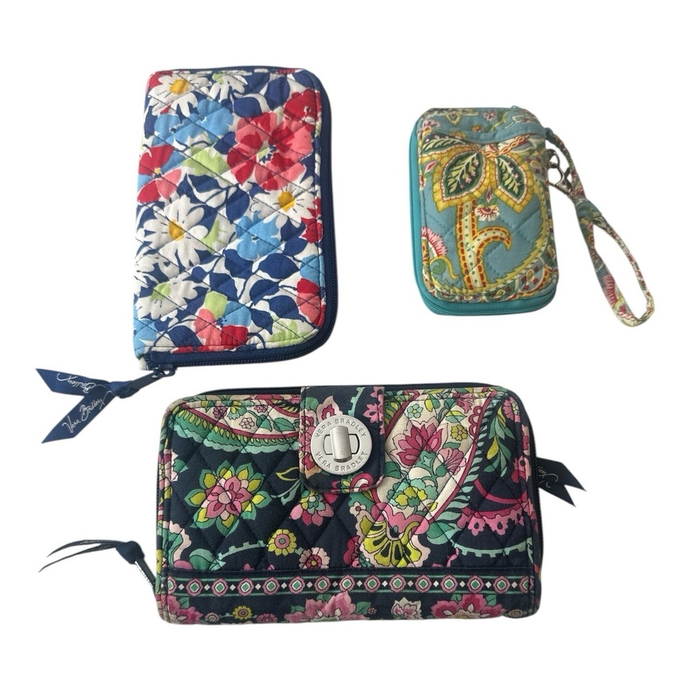 Lot Of 3 Vera Bradley Wallets Used Bohemian Colorful - Picture 1 of 6